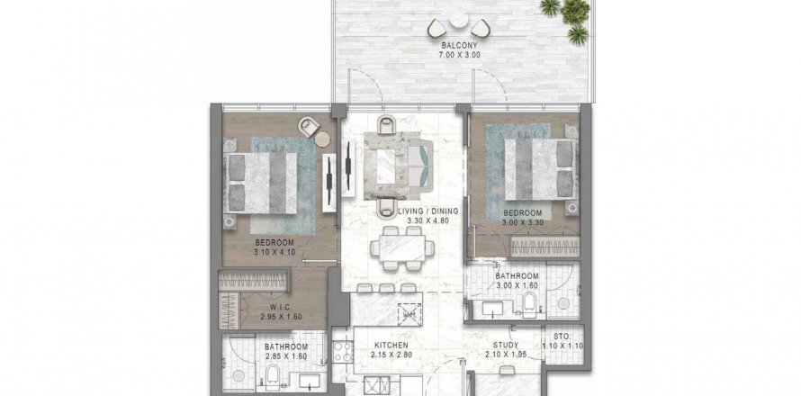 Apartament në Damac District në DAMAC Hills (Akoya by DAMAC), Dubai, Emiratet e Bashkuara Arabe 2 dhoma gjumi, 99 m2. № 636864