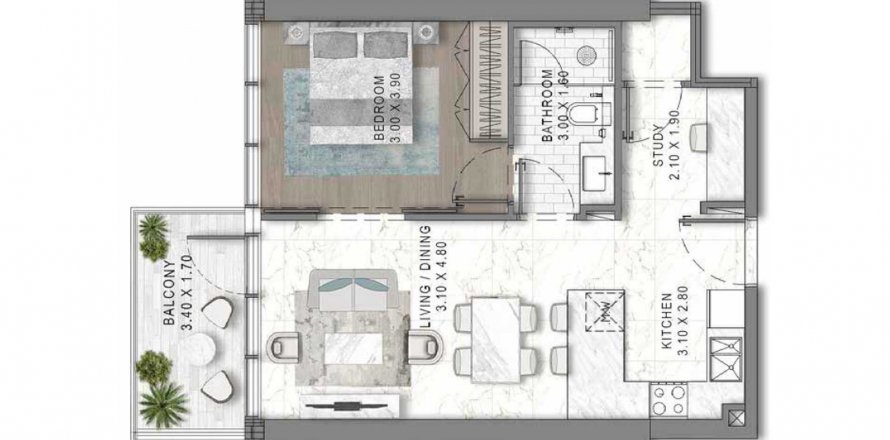 Apartament në Damac District në DAMAC Hills (Akoya by DAMAC), Dubai, Emiratet e Bashkuara Arabe 1 dhomë gjumi, 58.3 m2. № 636865