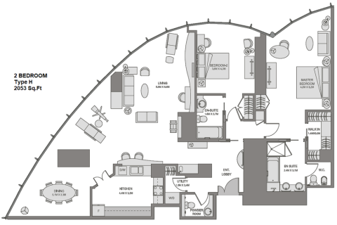 Apartmen di Burj Khalifa, Dubai, UAE 2 bilik tidur, 190.72985900 meter persegi № 651513 - foto 17