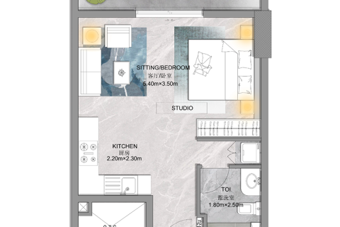 Appartement te koop in Majan, Dubai, VAE 1 kamer, 43 vr.m., nr 732749 - foto 8