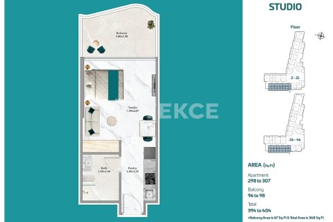 Apartment in Dubai, UAE 1 room, 37 sq.m. № 652899 - photo 30