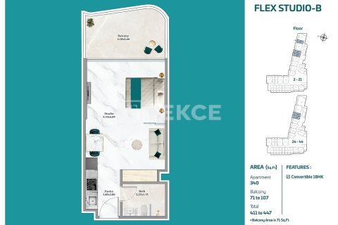 Apartment in Dubai, UAE 1 room, 37 sq.m. № 652899 - photo 28