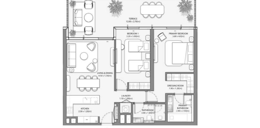 Dzīvoklis Palm Central Private Residences Palm Jebel Ali, Dubaijā, AAE 2 istabas, 106.31 m2 Nr. 650625