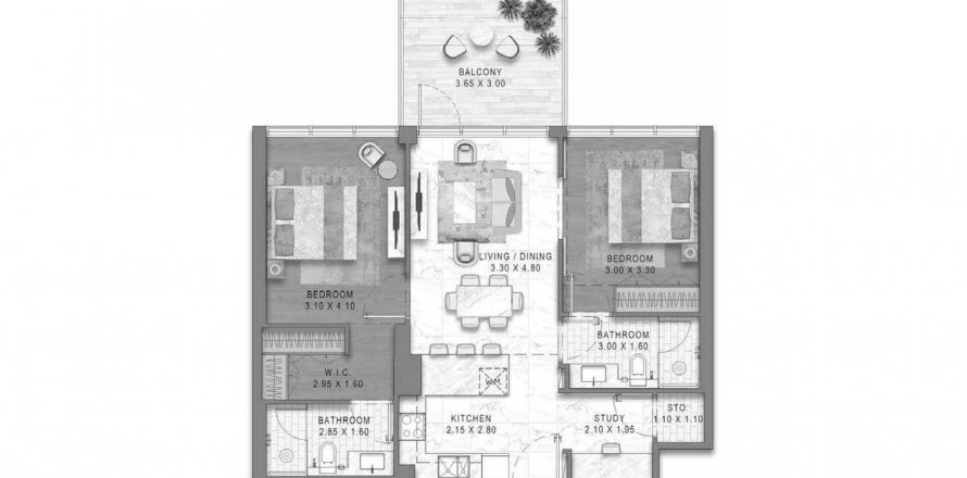 Dzīvoklis Damac District DAMAC Hills (Akoya by DAMAC), Dubaijā, AAE 2 istabas, 89.1 m2 Nr. 636860