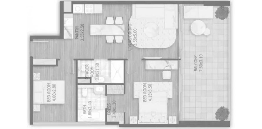 Apartmán v Stamn One v Al Satwa, Dubai, SAE 2 spálne, 95.87 m2 č. 712378