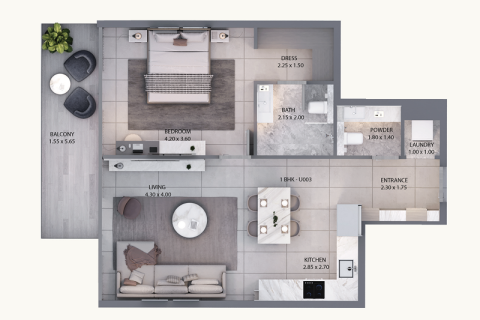 Apartman u gradu Al Furjan, Dubai, UAE 1 spavaća soba, 73 m2 Br. 689706 - Slika 5