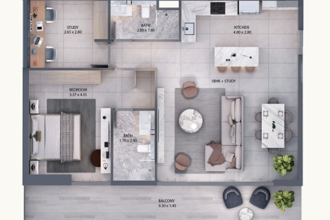 Apartman u gradu Al Furjan, Dubai, UAE 1 spavaća soba, 73 m2 Br. 689706 - Slika 6