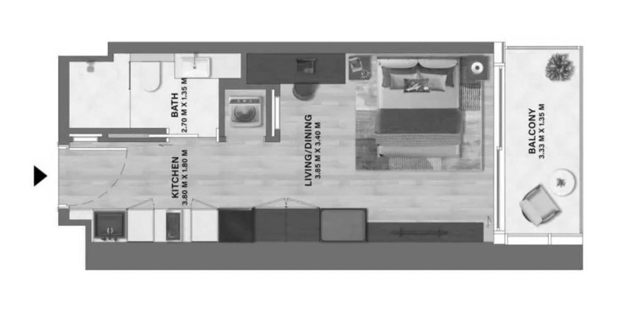 Appartement in Motor City, Dubai, VAE 1 kamer, 34.93 vr.m. nr 712116