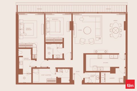 Apartment til leje i Dubai, UAE 2 soveværelser, 90 kvm № 699033 - foto 11