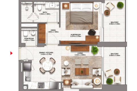 Apartament na sprzedaż w Dubai Hills Estate, Dubai, ZEA 1 pokój, 38 mkw., nr 732595 - zdjęcie 2