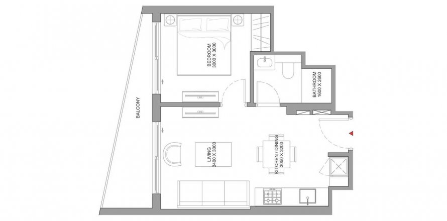 Apartemen di The Serene at Sobha Central di Dubai, UEA 1 kamar tidur, 48.12 m2 nomor 630656