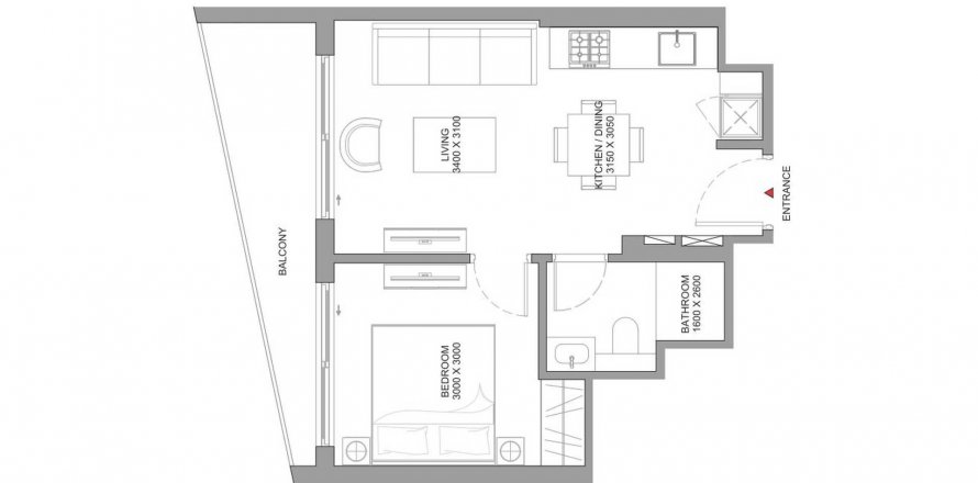 Byt v The Serene at Sobha Central v Dubai, SAE 1 ložnice, 46 m² Č.: 630657