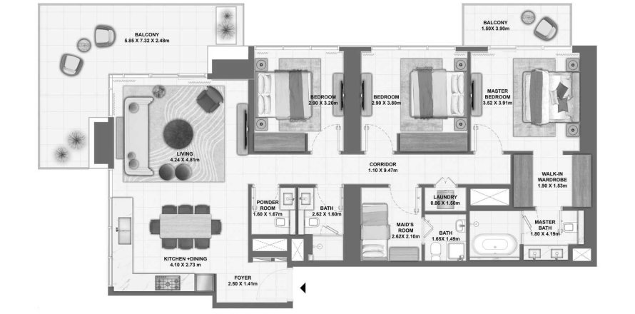 Appartamento a Dubai Creek Harbour (The Lagoons), Dubai, EAU 3 camere da letto, 170 mq. № 685438