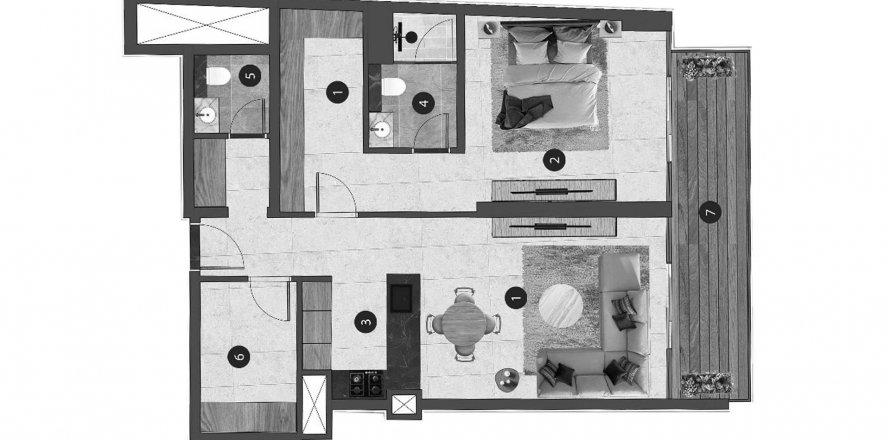 Lakás a Mi Casa lakóparkban itt: Jumeirah Village Circle, Dubai, EAE, 1 hálószoba, 67 m², azonosító: 637959