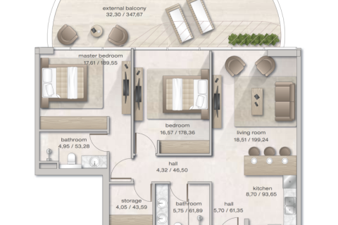 דירה למכירה ב Dubai, איחוד האמירויות  1 חדר שינה, 68 מ"ר, מספר 690052 - תמונה 8
