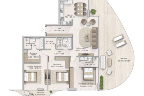 דירה למכירה ב Dubai, איחוד האמירויות  1 חדר שינה, 68 מ"ר, מספר 690052 - תמונה 9