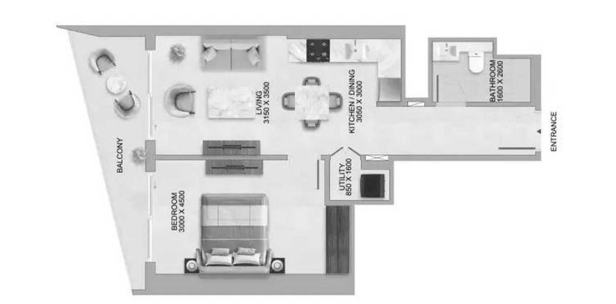 Apartament în Dubai, EAU 1 dormitor, 64.57 mp. №641305