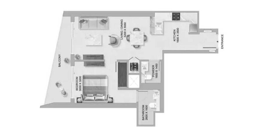 Квартира в The Tranquil at Sobha Central в Дубай, ОАЕ 2 кімнати, 69.01м2 № 641306