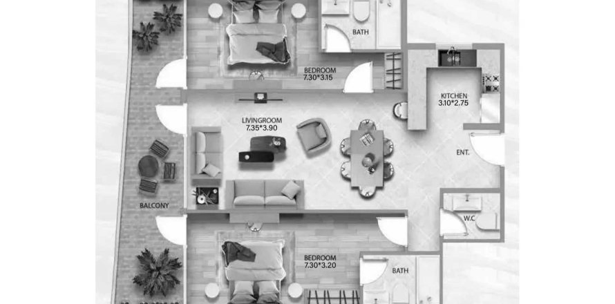 Apartament în Jumeirah Village Circle, Dubai, EAU 2 dormitoare, 116.89 mp.  №707458