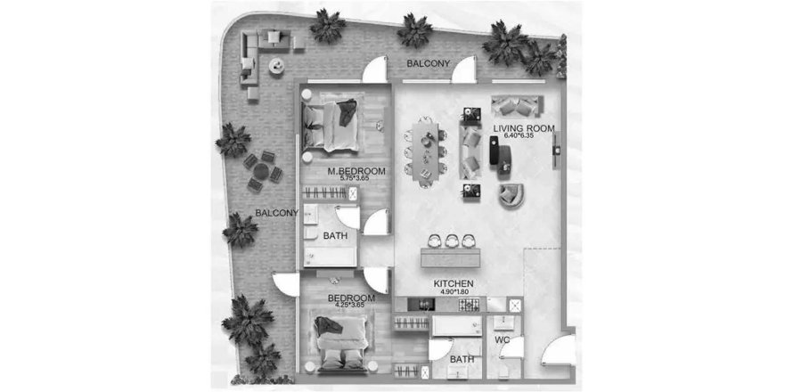 Apartament në 311 Boulevard në Jumeirah Village Circle, Dubai, Emiratet e Bashkuara Arabe 2 dhoma gjumi, 170.52 m2. № 707461
