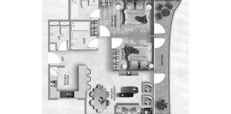 Appartement in Jumeirah Village Circle, Dubai, VAE 2 slaapkamers, 103.21 vr.m. nr 707459