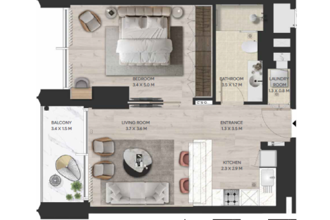 Byt v DIFC, Dubai, SAE 1 ložnice, 60 m² Č.: 689847 - fotografie 10