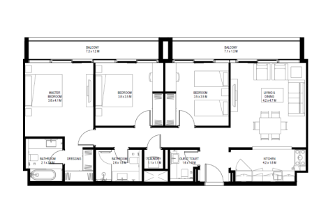 Apartmán v Aljada, Sharjah, SAE 1 spálňa, 64 m2 č. 689844 - Fotografia 6