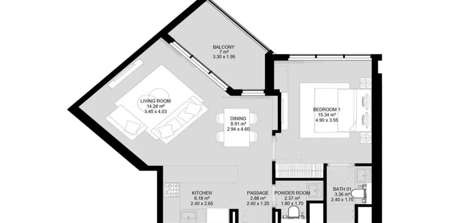Byt v Aura Elite v Dubai Silicon Oasis, SAE 1 ložnice, 68.47 m² Č.: 720656