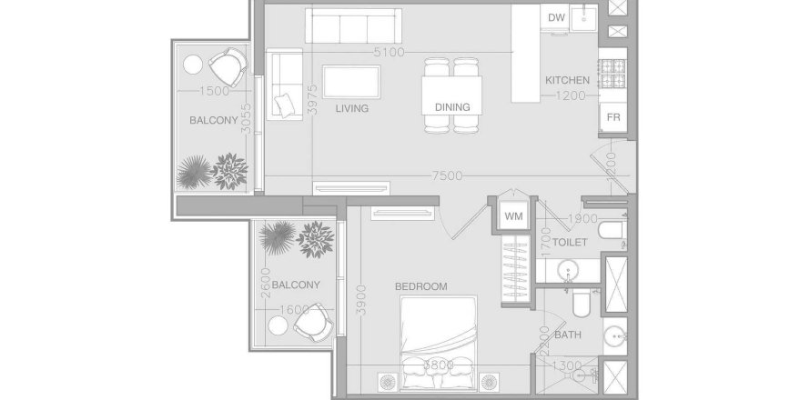 Apartament w Jumeirah Village Triangle, Dubai, ZEA 1 sypialnia, 66.19 mkw. nr 661916