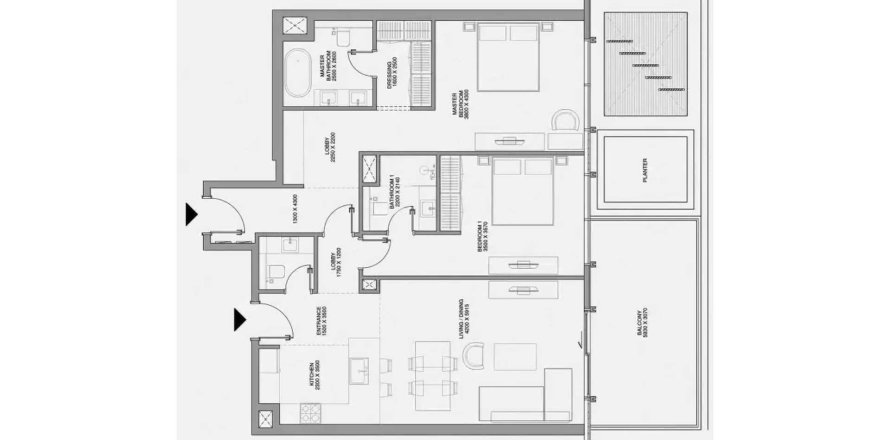 Apartament në Cheval Residences në Deira, Dubai, Emiratet e Bashkuara Arabe 2 dhoma gjumi, 132.2 m2. № 718453