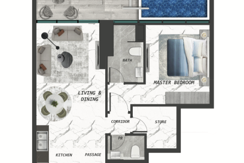 Apartament në Dubai, Emiratet e Bashkuara Arabe 1 dhomë, 39 m2. № 732592 - Foto 8