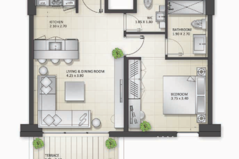Apartmán v Sharjah, SAE 1 izba, 34 m2 č. 732677 - Fotografia 11
