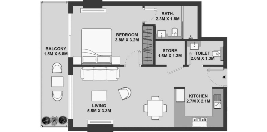 Apartmán v MAISON ELYSEE v Jumeirah Village Circle, Dubai, SAE 1 spálňa, 65.25 m2 č. 713447