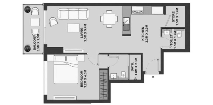 Apartmán v MAISON ELYSEE v Jumeirah Village Circle, Dubai, SAE 1 spálňa, 66.62 m2 č. 713448
