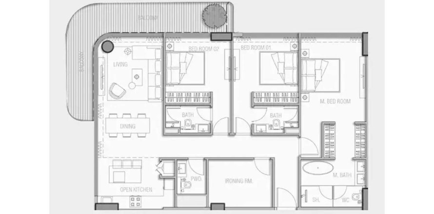Appartamento a Dubai, EAU 3 camere da letto, 186.1 mq. № 713485