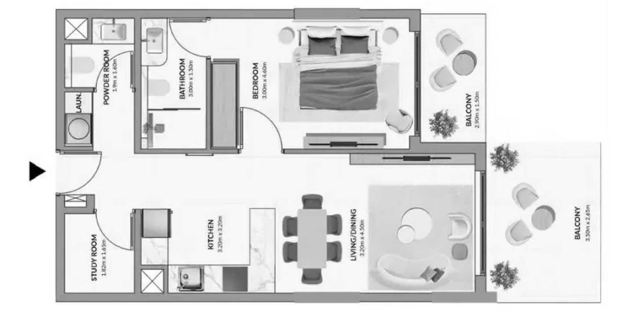 Wohnung BINGHATTI CRESCENT in Nadd Al Sheba, Dubai, VAE: 1 Schlafzimmer, 72.46 m2 Nr. 717525