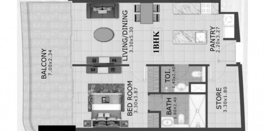 Apartment sa 48 PARKSIDE BY TABEER sa Al Barsha, Dubai, UAE 1 silid-tulugan, 80.36 sq.m. № 354018