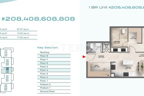 Apartman u Dubai, UAE 1 spavaća soba, 78 m2 Br. 709154 - fotografija 11