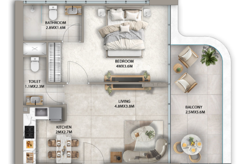 Lakás itt: Dubai Sports City, EAE, 1 szoba, 39 m², azonosító: 732362 - fénykép 5