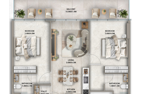 Lakás itt: Dubai Sports City, EAE, 1 szoba, 39 m², azonosító: 732362 - fénykép 6