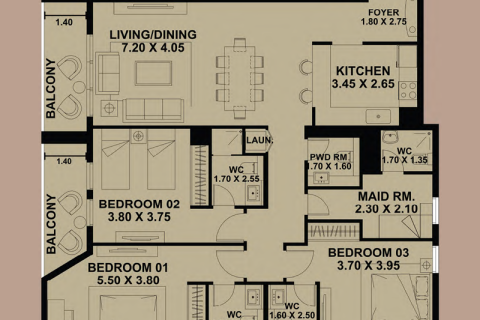 Пәтер Dubai South (Dubai World Central), Дубай, БАӘ-да 1 жатын бөлме, 84 м² № 732367 - фото 9