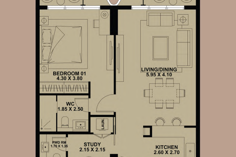 Пәтер Dubai South (Dubai World Central), Дубай, БАӘ-да 1 жатын бөлме, 84 м² № 732367 - фото 7