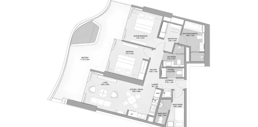 Apartment i City of Arabia, Dubai, UAE 2 soveværelser, 136.97 kvm № 706315