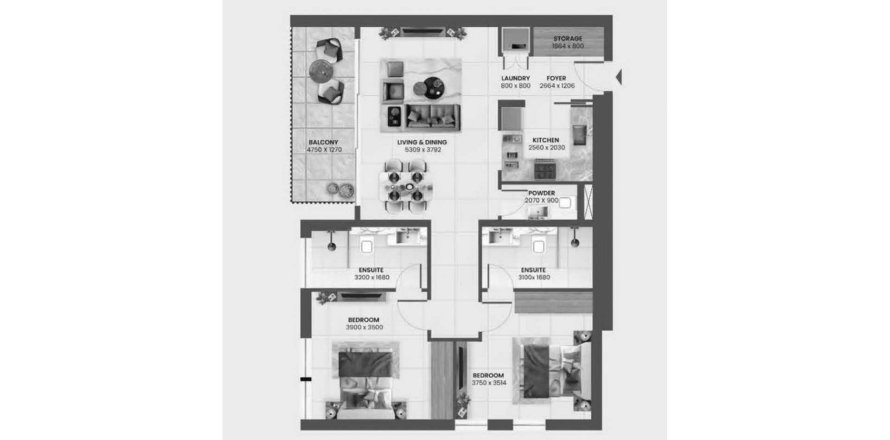 דירה ב Al Furjan, Dubai, איחוד האמירויות 2 חדרי שינה, 90 מ"ר מספר 685454