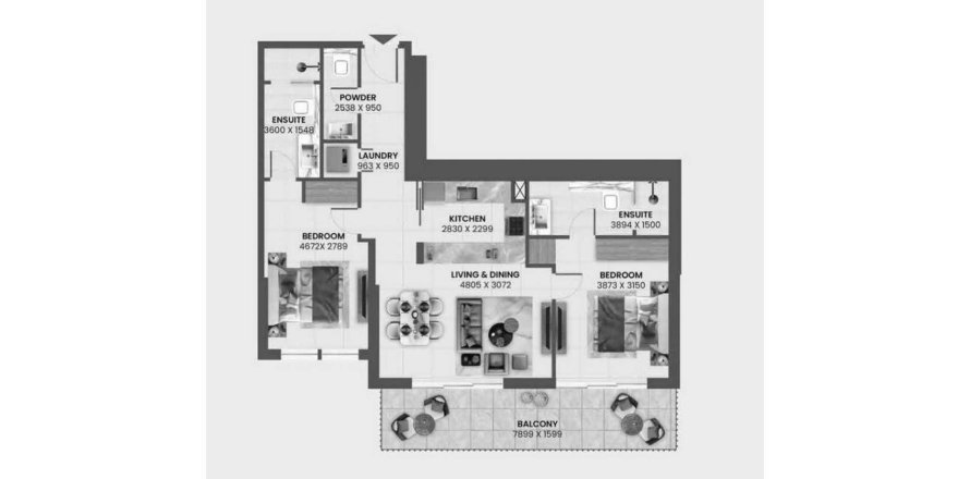 דירה ב Al Furjan, Dubai, איחוד האמירויות 2 חדרי שינה, 96 מ"ר מספר 685456