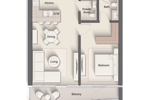 Müüa korter asukohaga Al Marjan Island, Ras Al Khaimah, AÜE: 1 toaline, 37 m² Nr 689863 - pilt 8