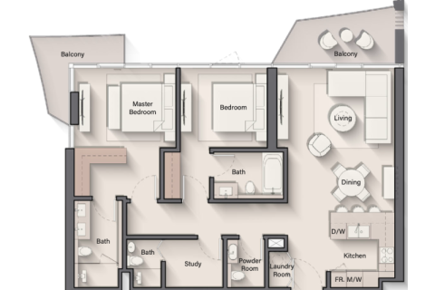 Müüa korter asukohaga Al Marjan Island, Ras Al Khaimah, AÜE: 1 toaline, 37 m² Nr 689863 - pilt 9