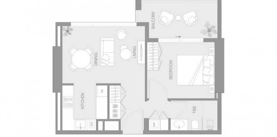 Byt v LUM1NAR Tower 1 v Jumeirah Village Triangle, Dubai, SAE 1 ložnice, 53.55 m² Č.: 488700