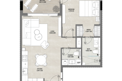 Apartment in Dubai, UAE 1 room, 44 sq.m. № 732602 - photo 6