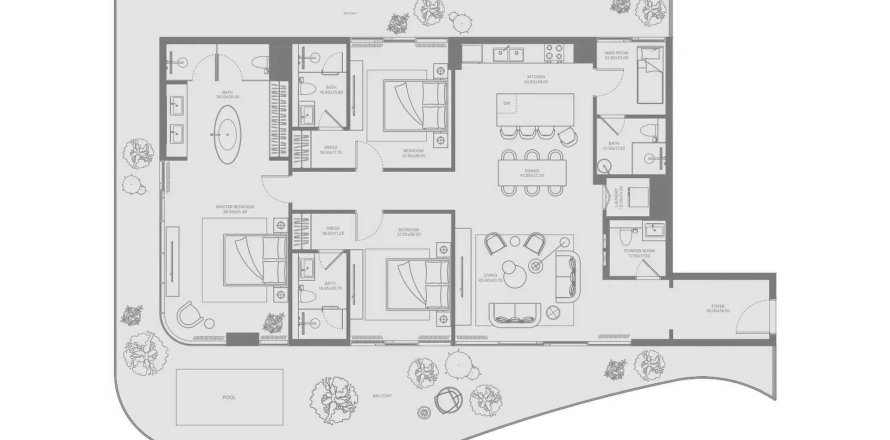 شقة في Arjan، دبي 3 غرفة نوم ، 244.29 متر مربع . ر قم 700363